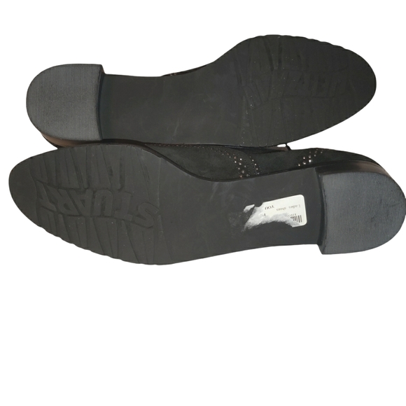 Stuart Weitzman Leather Suede Lace Up Studded Heeled Oxford Loafers - Picture 15 of 16